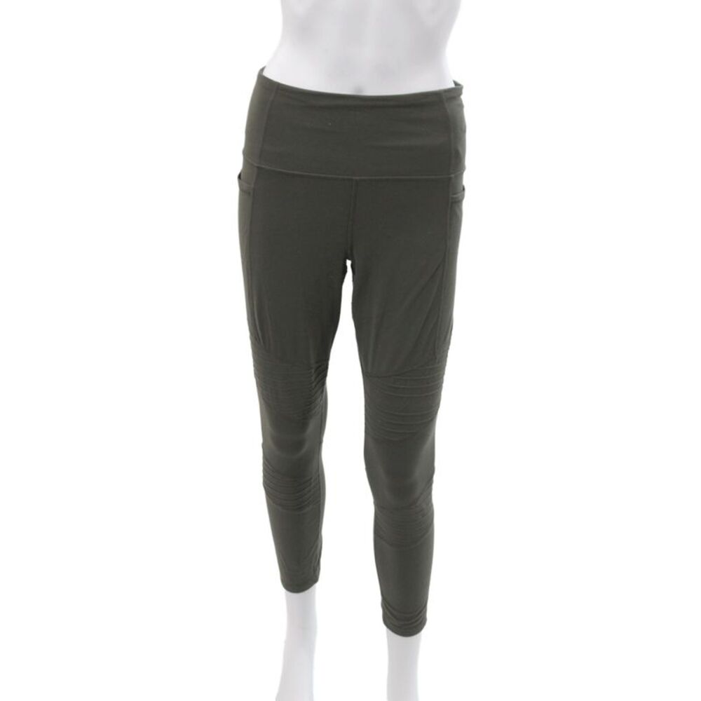 Athleta Womens Ankle Leggings Green Athleisure Solid Nylon Size M
